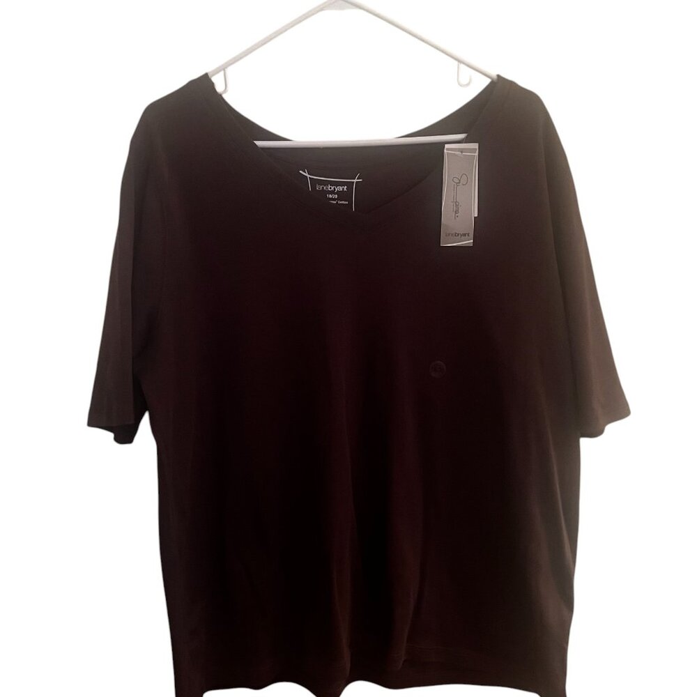 NEW} "2 For 1" - Lane Bryant Tee Shirts, Chocolate Brown & Black - Size 18-20 - Picture 2 of 10